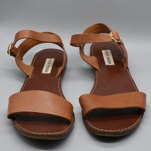 Steve Madden Tan Brown Donddi Sandals With Gold Buckle Womens Size 10